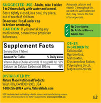 Thumbnail for Nature Made Calcium 600 mg with Vitamin D3, Dietary Supplement for Bone Support, 220 Tablets - Pack of 2