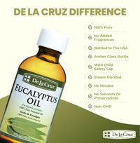 Thumbnail for De La Cruz Eucalyptus Essential Oil, 100% Pure Steam Distilled Eucalyptus Globulus, Eucalyptus Oil, Eucalyptus Essential Oil for Diffuser, 4 FL OZ, Aromatherapy, Tree Oil,Long Lasting Scent
