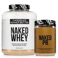 Thumbnail for NAKED Whey Chocolate Peanut Butter Protein Powder (52 Servings) + PB Powdered Peanut Butter 1.5LB (45 Servings) – Grass-Fed; Non-GMO; Gluten Free; Soy Free; Bulk
