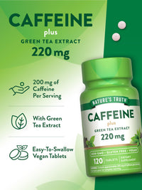 Thumbnail for Nature's Truth Caffeine Pills | 220mg | 120 Count | With Green Tea Extract | Vegan, Non-GMO & Gluten Free Supplement