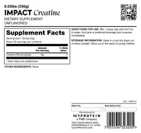 Thumbnail for Myprotein Creatine Monohydrate Powder, 50 Servings (0.55lbs) Pure Unflavored Creatine Powder, Post/Pre Workout Supplement for All Sports & Exercises