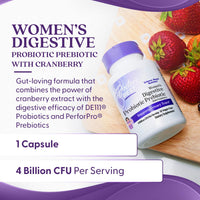 Thumbnail for Doctors Best Womens Digestive Probiotic Prebiotic with Cranberry and PreforPro (4 Billion CFU), Supports Urinary Tract, Non-GMO, Vegan 30 Veggie Caps