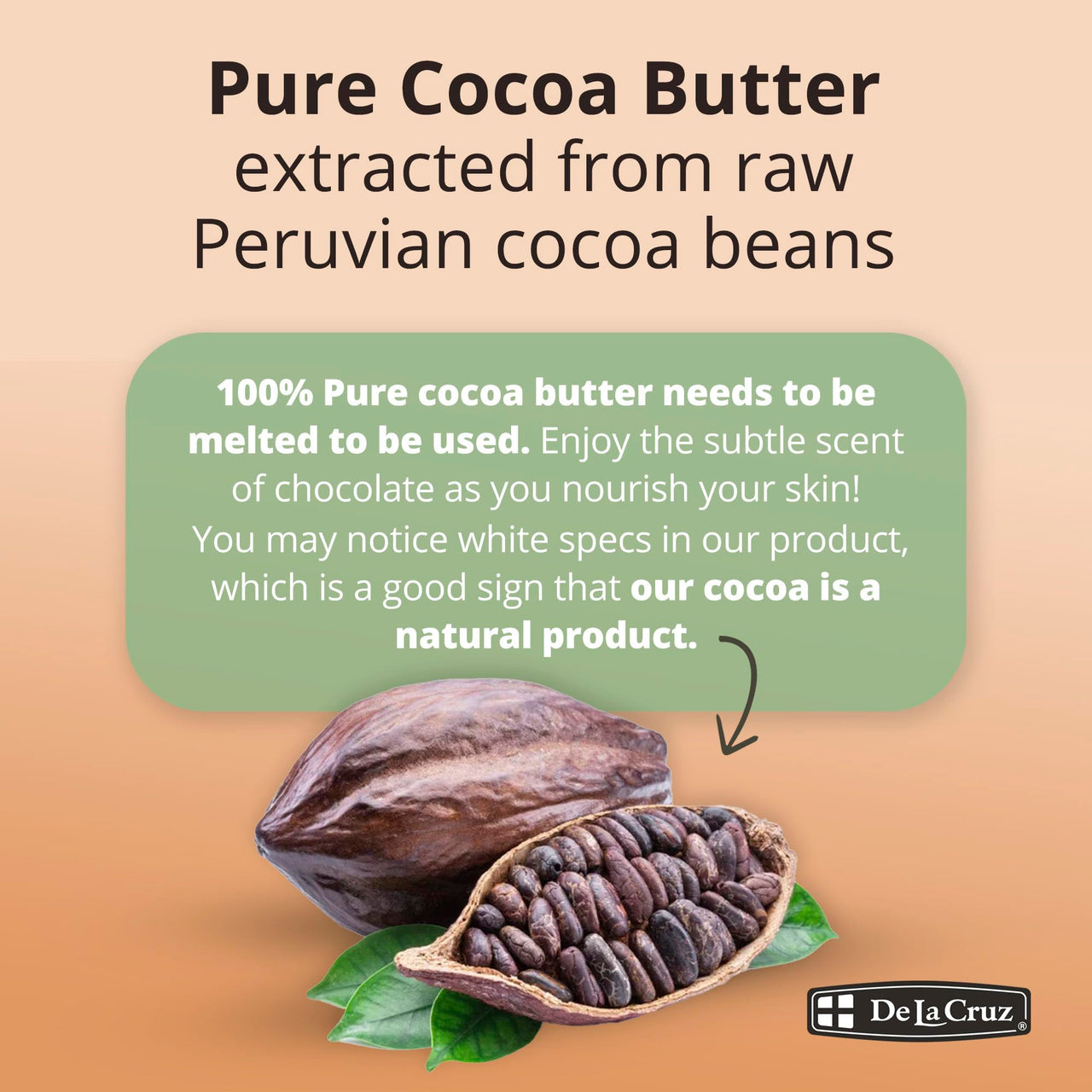 De La Cruz Cocoa Butter - 100% Pure and Natural Cocoa Butter For Dry, Rough Skin - All Natural Hydrating Moisturizer, 2 OZ (Jar - 1 Count, 2 Ounce)