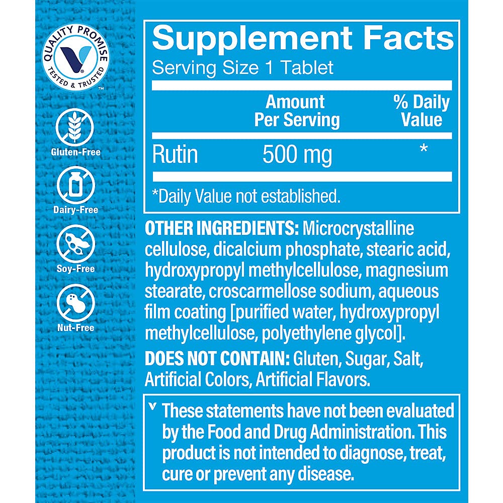 The Vitamin Shoppe Rutin 500MG, Supports Circulation, Supports Vascular Health, Aids in The Absorption of Vitamin C, Once Daily (100 Tablets)