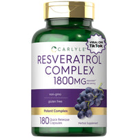 Thumbnail for Carlyle Resveratrol Complex - 180 Capsules - Trans Resveratrol Supplement with Grape Seed Extract - Non GMO, Gluten Free