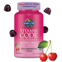 Thumbnail for Garden of Life Vitamin Code Women’s Multivitamin Gummy with Iron: Folate, Biotin, D3 & B12 for Hair, Skin & Nails + Probiotics for Immune Health & Digestion, Non-GMO, Gluten-Free, 90 Cherry Gummies