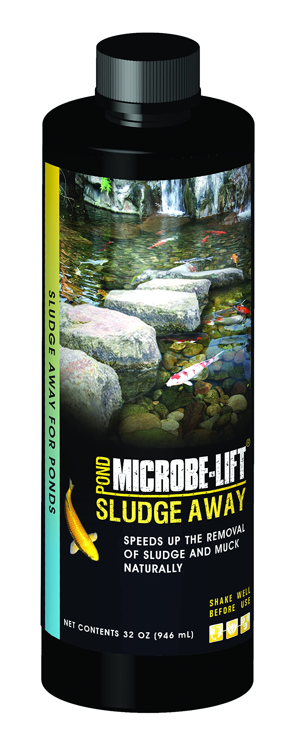 MICROBE-LIFT Sludge-Away Pond and Outdoor Water Garden Sludge Remover, Safe for Live Koi Fish, Plant Life, and Décor (32 Ounces)