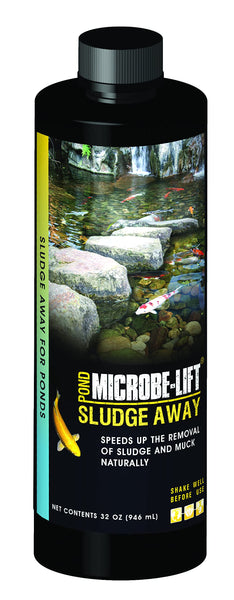 MICROBE-LIFT Sludge-Away Pond and Outdoor Water Garden Sludge Remover, Safe for Live Koi Fish, Plant Life, and Décor (32 Ounces)