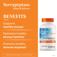 Thumbnail for Doctors BEST Serrapeptase, 40,000 SPU, Supports Sinus Health, Non-GMO, Vegan 90 Veggie Caps