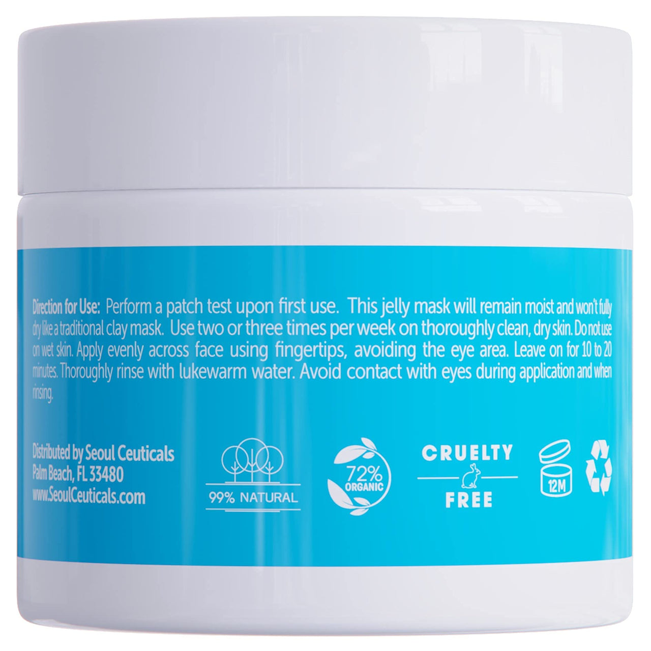 SeoulCeuticals Korean Skin Care Hyaluronic Acid Jelly Face Mask – Rice Bran + Vit B5 + Rosehip Anti Aging K Beauty Skincare for Plump Glowing Skin 2oz
