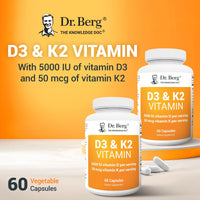 Thumbnail for Dr. Berg D3 K2 Vitamin 5000 IU w/MCT Powder - Includes 50 mcg MK7 Vitamin K2, Purified Bile Salts, Zinc & Magnesium for Ultimate Absorption - K2 D3 Vitamin Supplement - 60 Capsules
