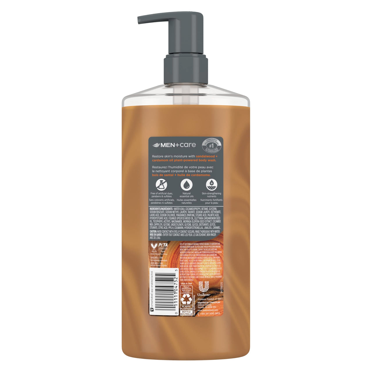 DOVE MEN + CARE Body Wash Sandalwood & Cardamom Oil Plant-Based Moisturizing Body Wash for Men, 26oz