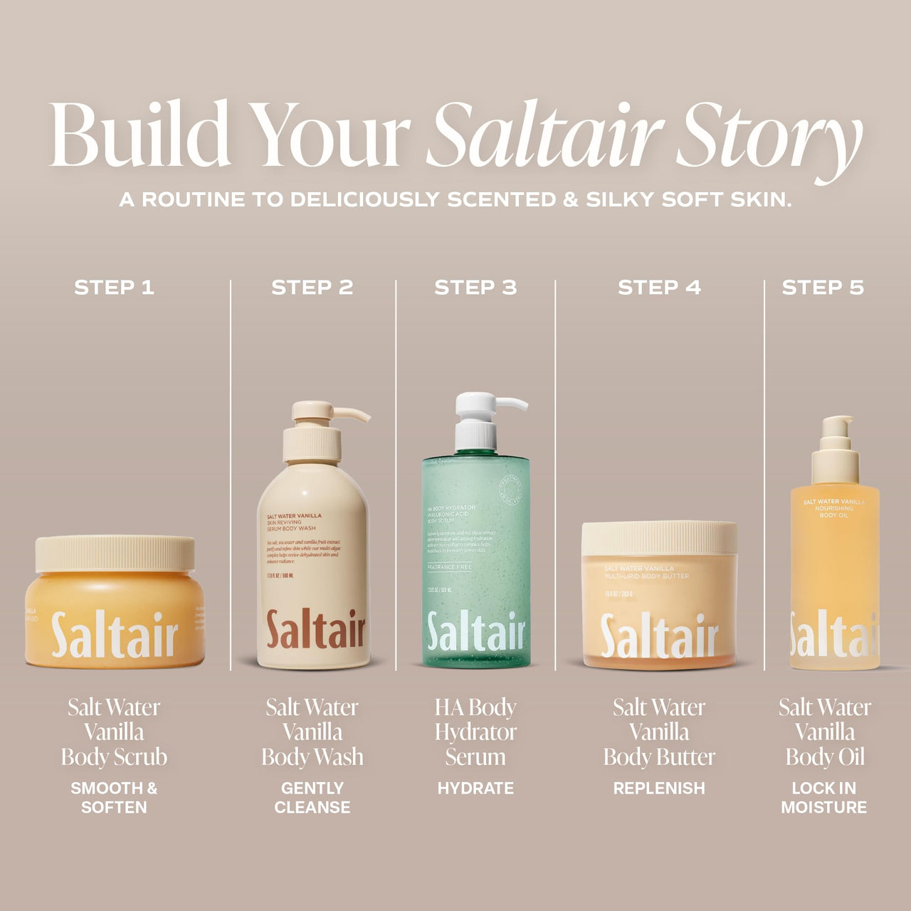 Saltair Vitamin C Oil-Infused Body Scrub | Salt Water Vanilla, 18.5 oz