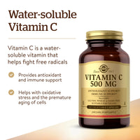 Thumbnail for Solgar Vitamin C 500 mg, 100 Vegetable Capsules - Antioxidant & Immune Support - Overall Health - Supports Healthy Skin & Joints - Non GMO, Vegan, Gluten Free, Kosher - 100 Servings