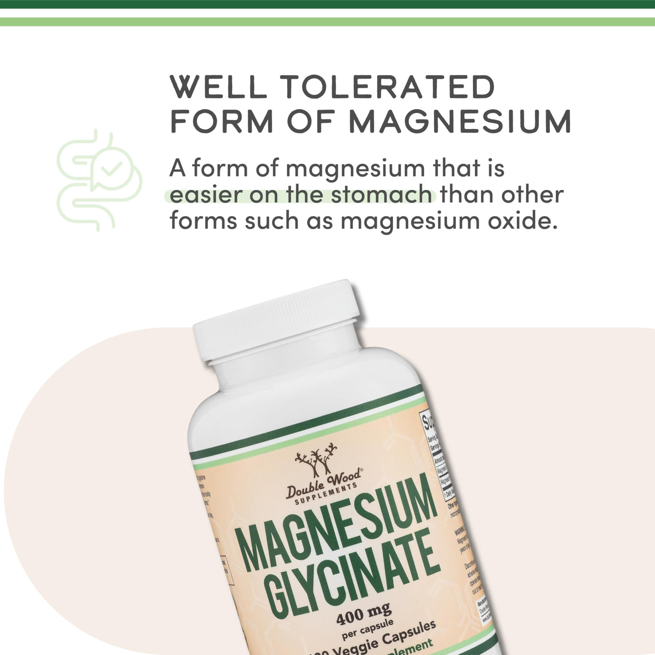 Magnesium Glycinate 400mg | 180 Capsules | Sleep, Muscle, & Heart Support | Vegan, Third Party Tested, Gluten Free, Non-GMO, by Double Wood Supplements