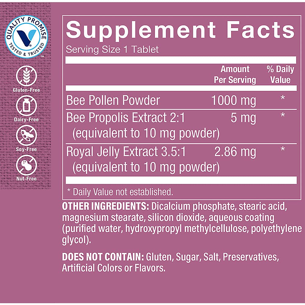 The Vitamin Shoppe Bee Pollen Complex 1,000MG, Superfood with (300 Tablets)