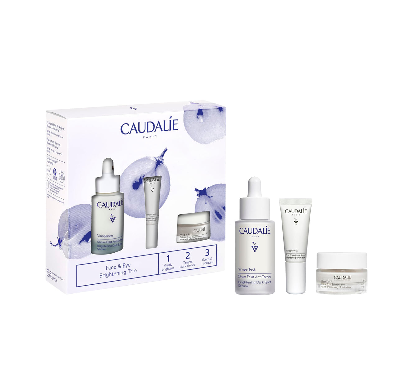 Caudalie Dark Spot Brightening Trio Skin Care Set - Vinoperfect Brightening Dark Spot Serum Full Size + 2 Free Travel-Size Products ($120 Value)