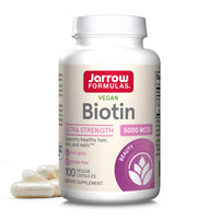 Thumbnail for Jarrow Formulas® Biotin Ultra Strength 5000 mcg, Dietary Supplement, Hair, Skin, and Nails Support, 100 Veggie Capsules, Up to 100 Day Supply