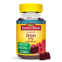 Thumbnail for Nature Made Iron 18 mg per serving Gummies with Vitamin C, Iron Supplement for Red Blood Cell Support, 60 Gummies, 30 Day Supply
