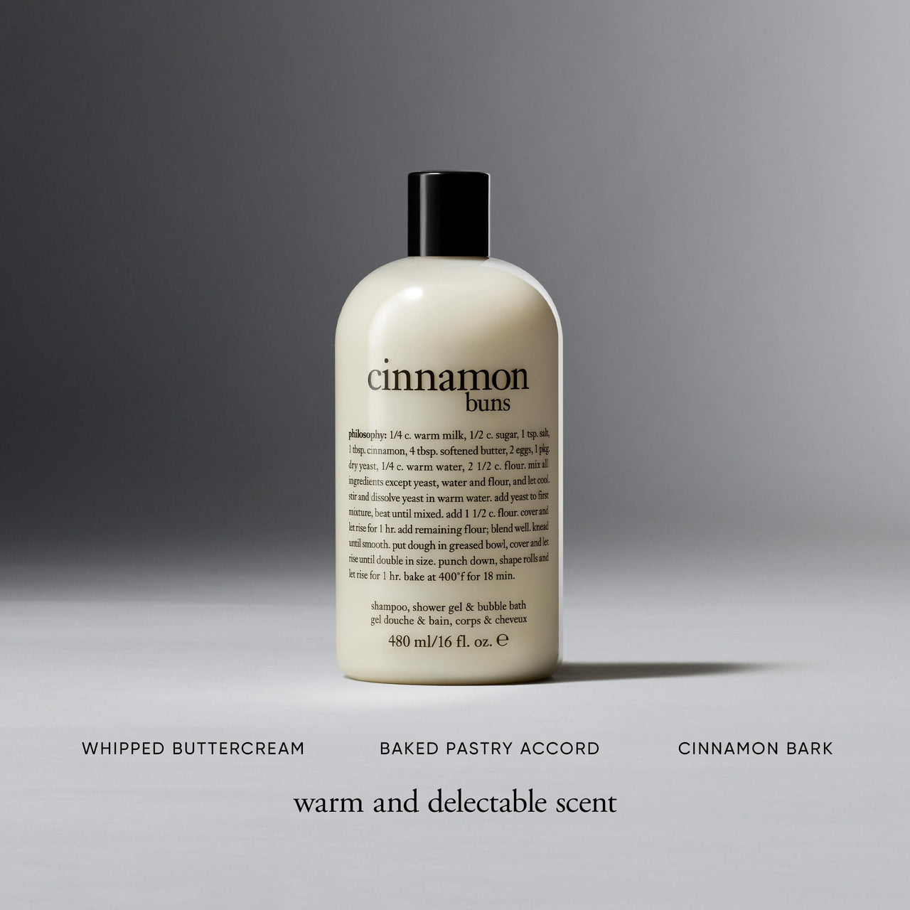 philosophy cinnamon bun shampoo, shower gel & bubble bath, 16 oz