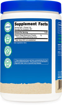 Thumbnail for Nutricost 100% Organic Chaga Mushroom Powder 8oz (227 Servings) - Certified USDA Organic, Gluten Free & Non-GMO