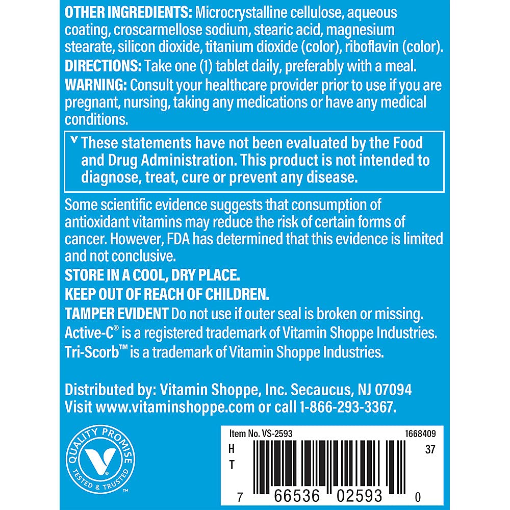 Active-C with Bioflavonoids, Supports Immunity, Vascular Health, Antioxidant, 500 MG (250 Tablets)