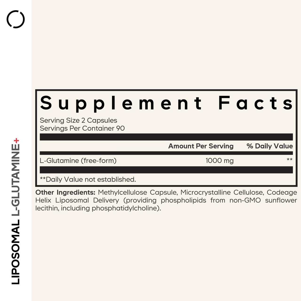 Codeage Liposomal L-Glutamine Capsule Supplement - 1,000 mg L-Glutamine per Serving - 3-Month Supply - Liposomal Delivery, Vegan Pills, Non-GMO, Gluten-Free Amino Acid - 180 Capsules