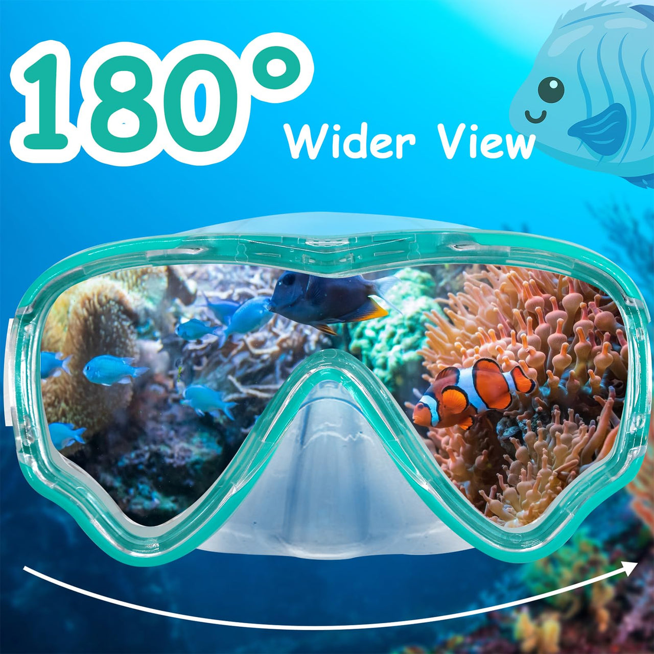 Vvinca Swim-Goggles with Nose Cover, 2 Packs Elastic Fabric Strap Snorkel Swim Mask Anti Fog UV No Pull Hair for Kids 3-14