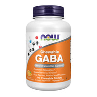 Thumbnail for NOW Foods Supplements, GABA (Gamma-Aminobutyric Acid), Neurotransmitter Support*, Orange Flavor, 90 Chewables