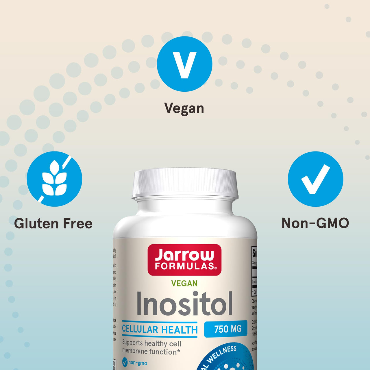 Jarrow Formulas® Inositol 750 mg, Dietary Supplement, Liver Support for Cellular Health and General Wellness, 100 Veggie Capsules, Up to a 100 Day Supply