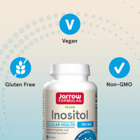 Thumbnail for Jarrow Formulas® Inositol 750 mg, Dietary Supplement, Liver Support for Cellular Health and General Wellness, 100 Veggie Capsules, Up to a 100 Day Supply