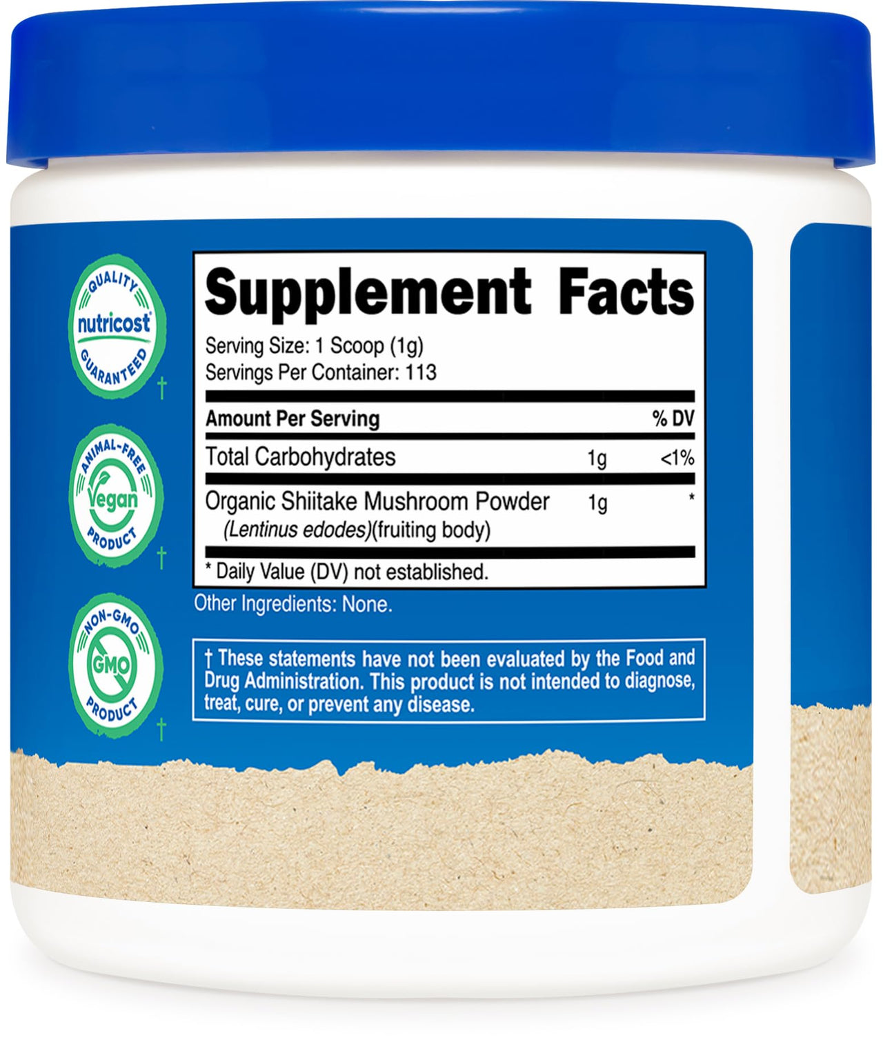 Nutricost Organic Shiitake Mushroom Powder 4 oz - Gluten Free, Non-GMO