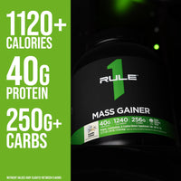 Thumbnail for Rule 1 Proteins Mass Gainer - High-Calorie Weight Gain Formula with 1,220+ Calories, 250g+ Complex Carb Blend, 40g All-Whey Protein Per Serving (8 Servings, Chocolate Fudge)