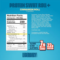 Thumbnail for Legendary Foods 22g Protein Cinnamon Roll - Premium High Protien Bars, Low Carb Meal Replacement Snack, Low Glycemic Index, Gluten Free Snacks - Sweet Zero Sugar, Keto and Diabetic Friendly 10-Pack