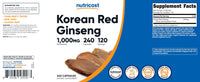 Thumbnail for Nutricost Korean Ginseng 1000mg Serving, 240 Capsules - 500mg Per Capsule, 120 Servings - Korean Panax Red Ginseng - Gluten Free & Non-GMO