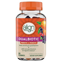 Thumbnail for Align Dualbiotic, Prebiotics and Probiotics for Women and Men, Probiotics for Digestive Health, Prebiotics Help Nourish Good Bacteria, Natural Fruit Flavors, 90 Probiotic Gummies