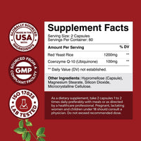 Thumbnail for Red Yeast Rice with CoQ10 Supplement - Advanced Healthy Heart & Healthy Cholesterol Levels Formula for Men & Women - Extra Strength Capsule with Red Yeast Rice 1200 mg Capsules with CoQ10 - 120 Count