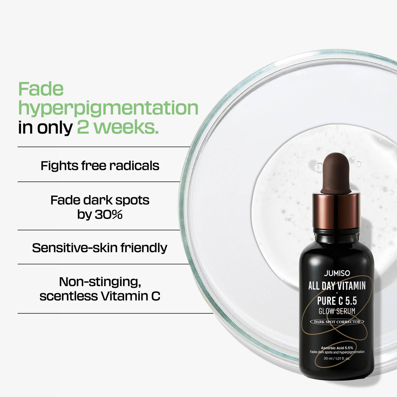All Day Pure C 5.5 Glow Serum 30ml | Aronia Fruit Extract | Pure Vitamin C (L-Ascorbic Acid) with Alpha-Arbutin&Ascorbyl Glucoside | fragrance-free, parabens-free | 1.01 fl oz, 30 ml