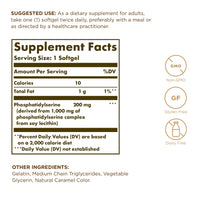 Thumbnail for Solgar Phosphatidyl-Serine 200 mg, 60 Softgels (Pack of 2) - Premium Brain Health Supplement, Supports a Healthy Mind & Cognitive Function - Gluten Free, Dairy Free - 60 Servings