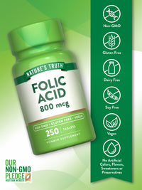 Thumbnail for Nature's Truth Folic Acid | 800 mcg | 250 Tablets | Vegan, Non-GMO & Gluten Free Supplement