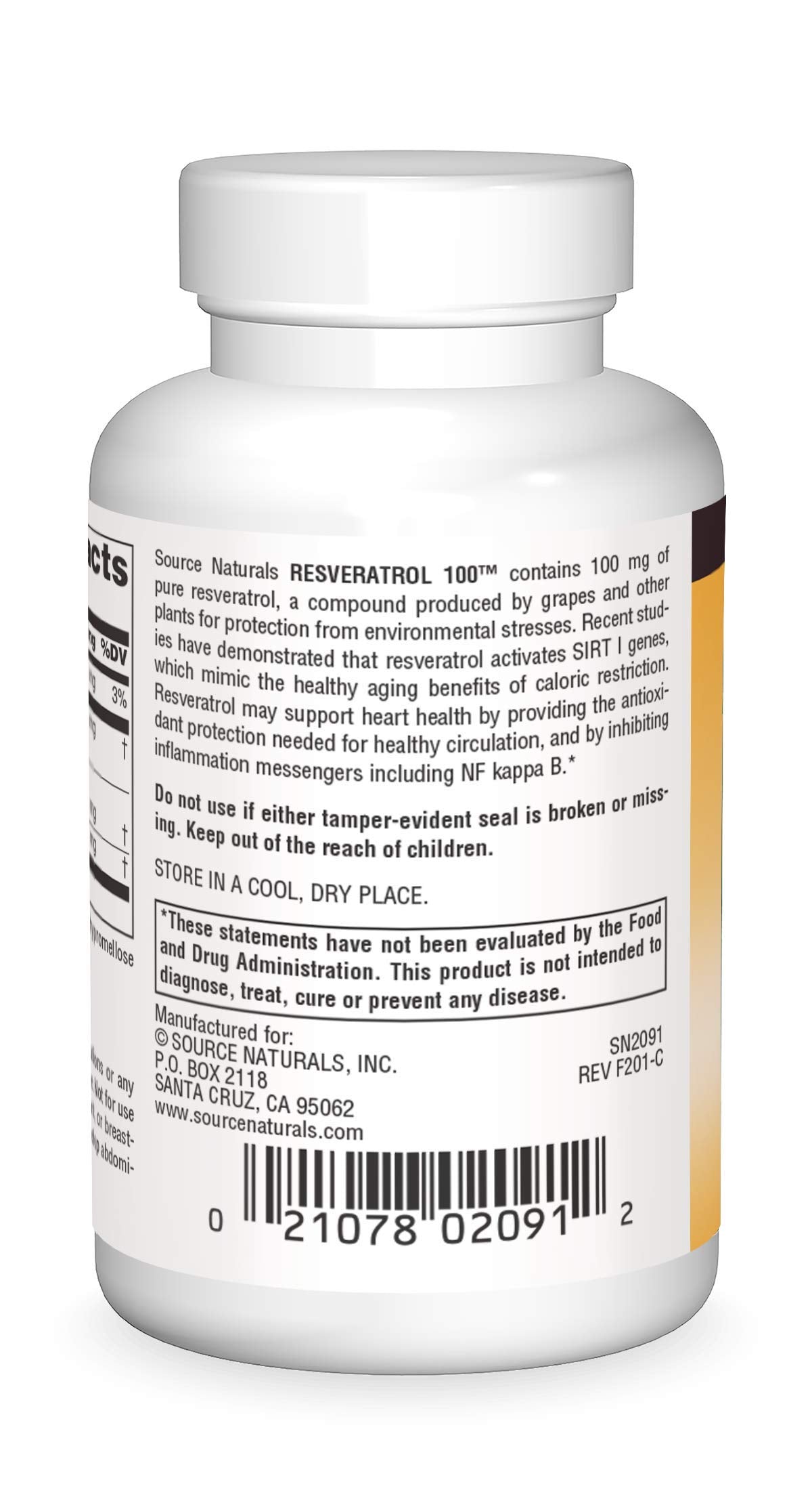 Source Naturals Resveratrol 100, for Heart and Healthy Aging* 100 mg - 60 Vegetarian Capsules