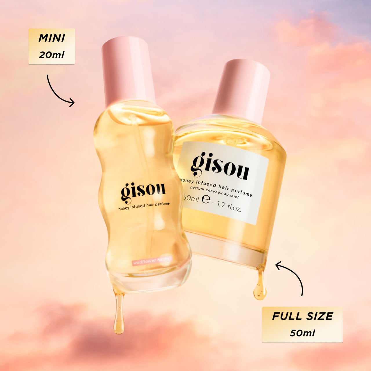 Gisou Honey Infused Hair Perfume Mini – Long-Lasting Hair Fragrance with Mirsalehi Honey & Argan Oil, Wildflower Honey, 0.5 Fl Oz