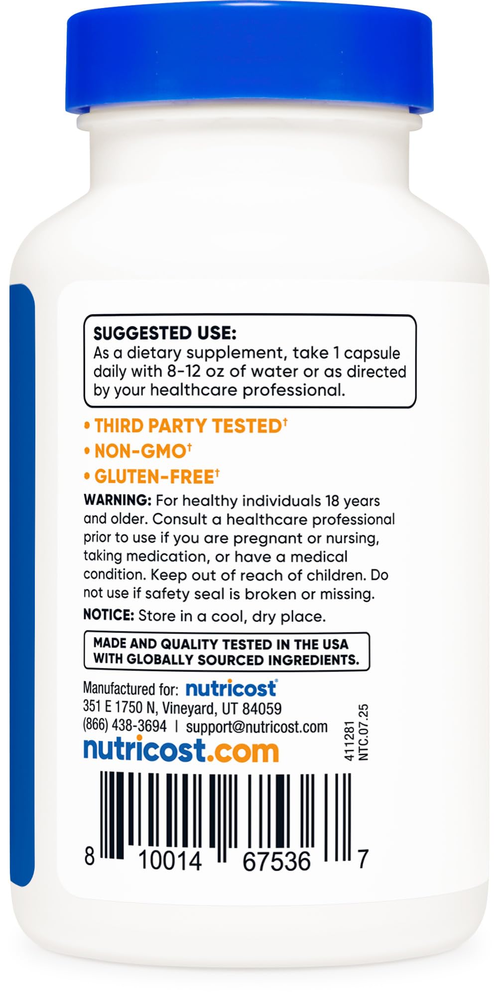 Nutricost N-Acetyl L-Cysteine (NAC) 600mg, 120 Vegetarian Capsules - Non-GMO, Gluten Free, Vegetarian Caps