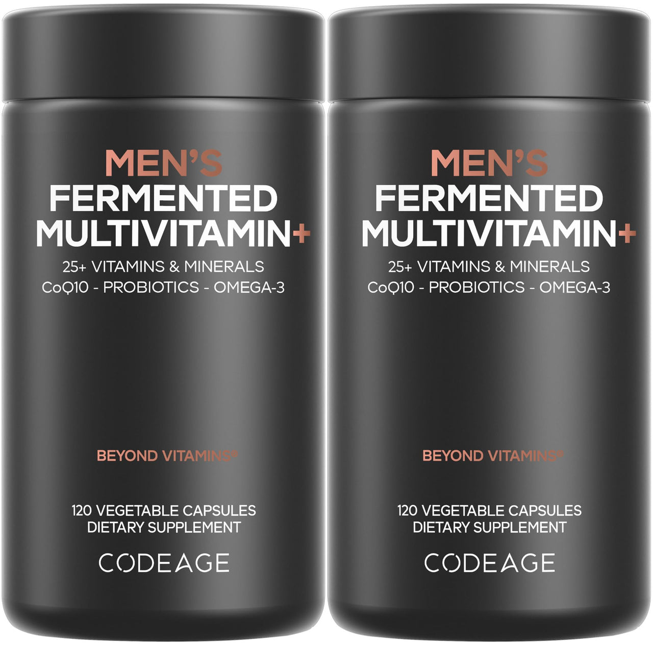 Codeage Men’s Daily Multivitamin – 25+ Essential Vitamins & Minerals, Organic Whole Foods, Probiotics, Omega-3, Zinc, Vitamins A, B, C, D, E & K, 2 Pack