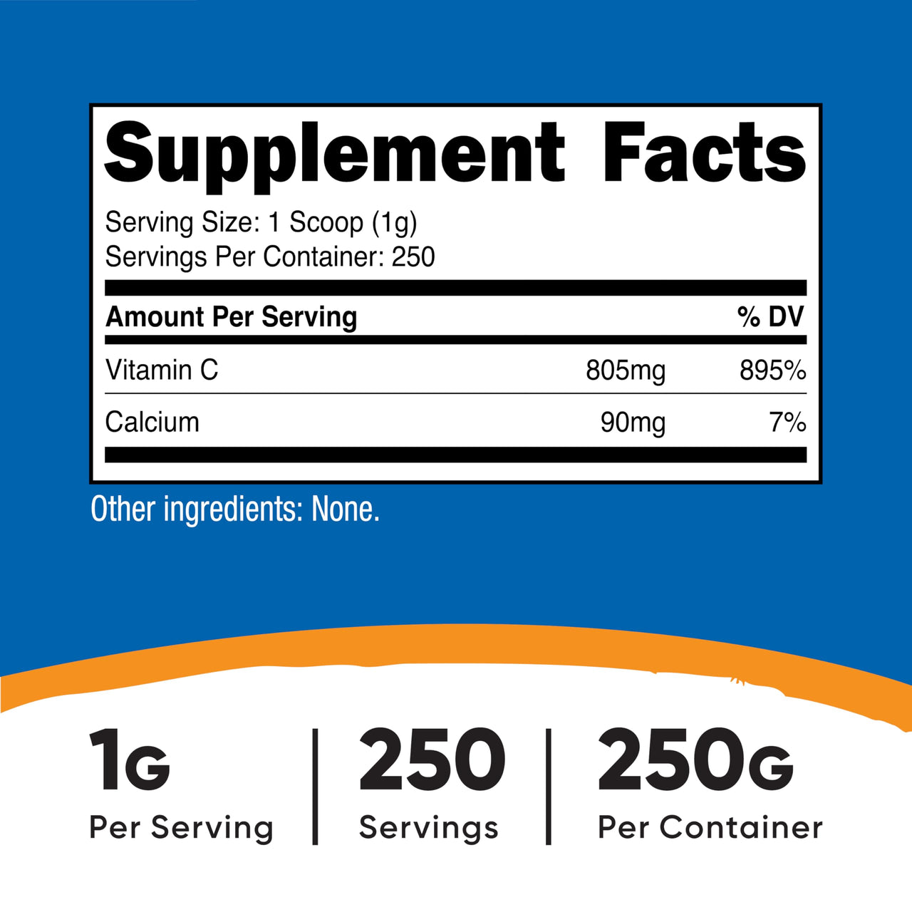 Nutricost Calcium Ascorbate Powder 250G (Unflavored, 250 Servings) - Vitamin C and Calcium Complex, Non-GMO, Vegan