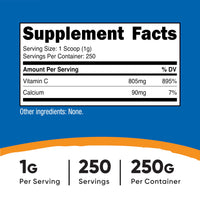 Thumbnail for Nutricost Calcium Ascorbate Powder 250G (Unflavored, 250 Servings) - Vitamin C and Calcium Complex, Non-GMO, Vegan