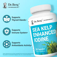 Thumbnail for Dr. Berg Sea Kelp Enhanced Iodine - 200 mcg of Premium Iodine - Seaweed Blend Includes Klamath Blue-Green Algae & Sea Kelp - 90 Capsules