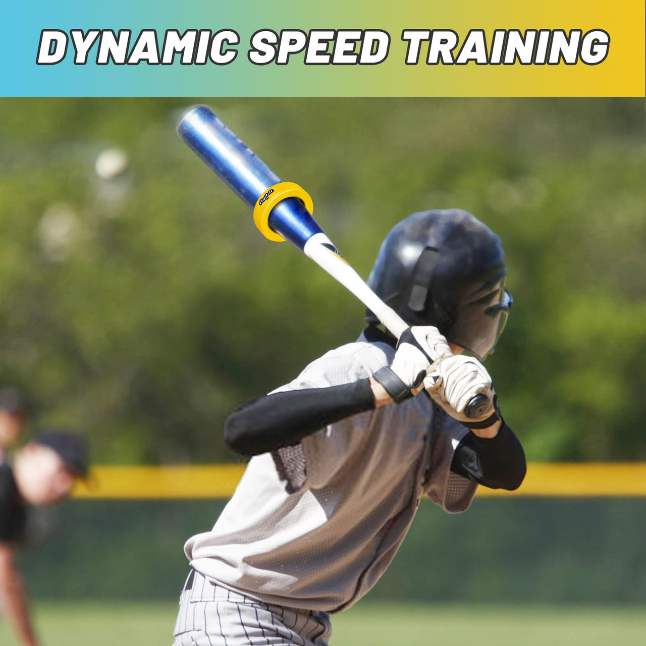 CIGITDT 2 Pack Baseball and Softball Bat Weights - 16 oz Baseball Donuts for Adult + Youth Baseball Accessories- Fits All Standard Bats-Yellow & Blue