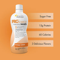 Thumbnail for Liquid Collagen Peptides Type I, III 15 Grams Protein per Oz. |Prosource NoCarb Orange Crème 4 Bottles Pack Medtrition|