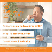 Thumbnail for Doctor's Best Fully Active Folate with Quatrefolic400 mcg, Healthy Mood, Memory, Circulation, Well-Being, 90 VC